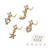 8PCS OF ASSORTED CZ DANGLE 316L SURGICAL STEEL L-SHAPE NOSE STUD BOX